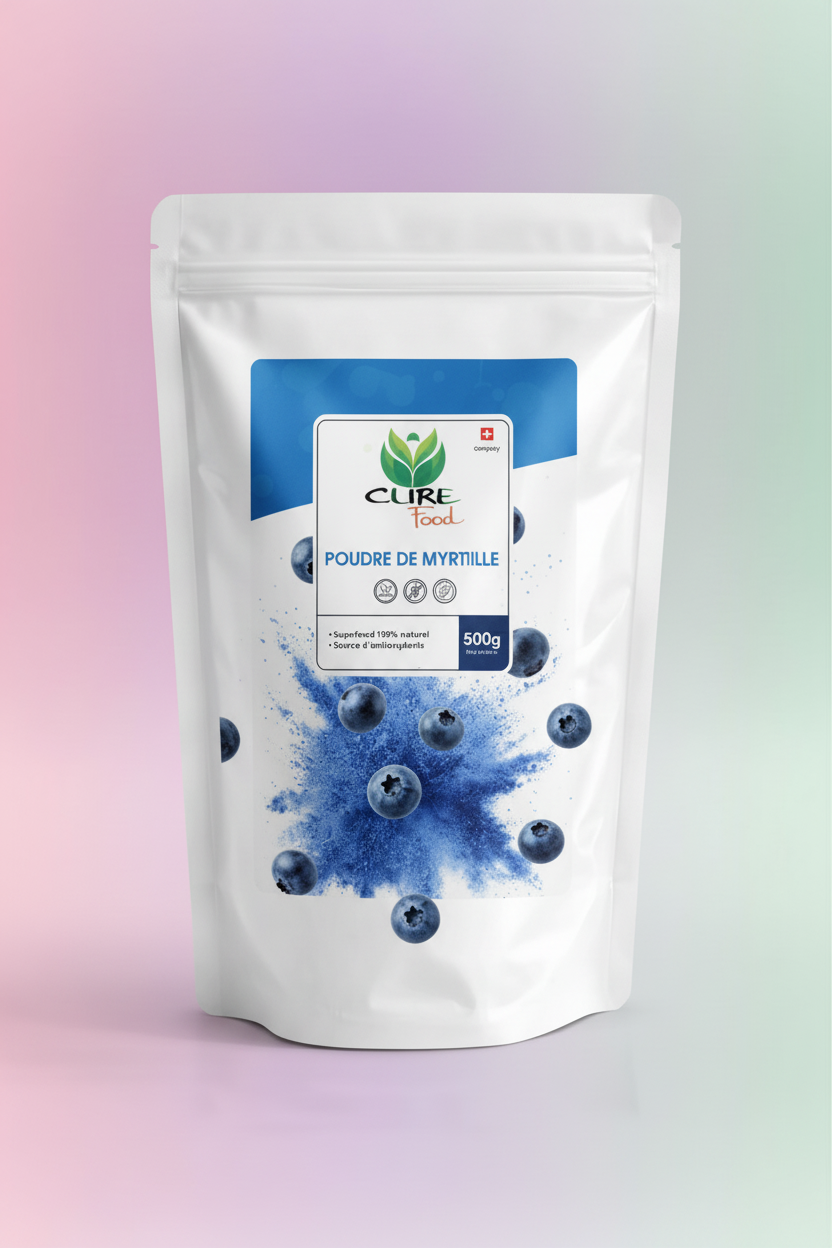 Blaubeer-Pulver mit korrektem Verlaufshintergrund