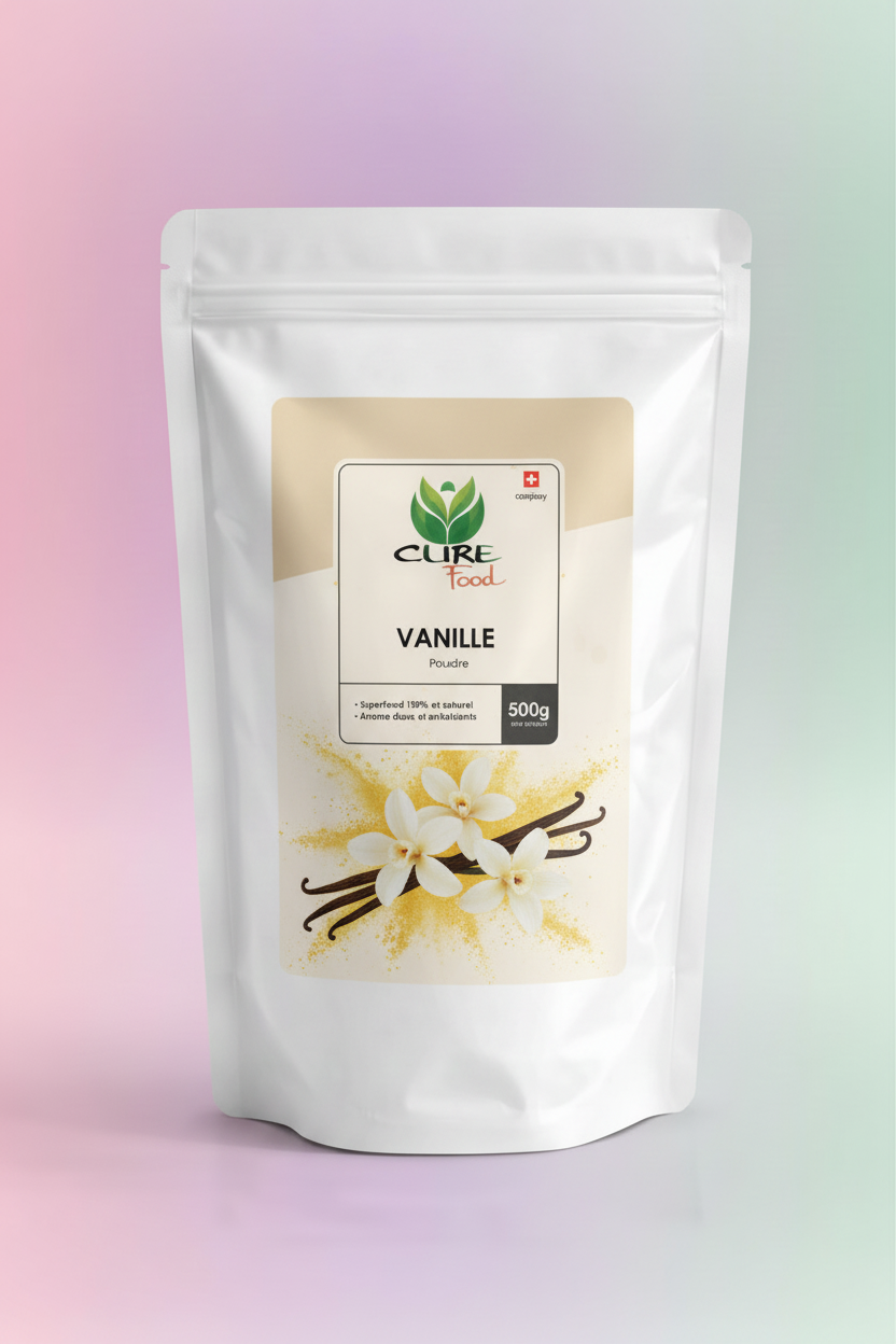 Vanille-Protein mit Rosa-Grün Verlaufshintergrund